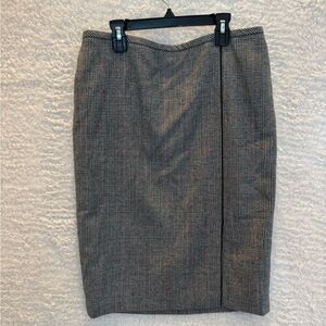 Brooks Brothers Gray Check Pencil Skirt asymmetrical 346 mob wife 12
